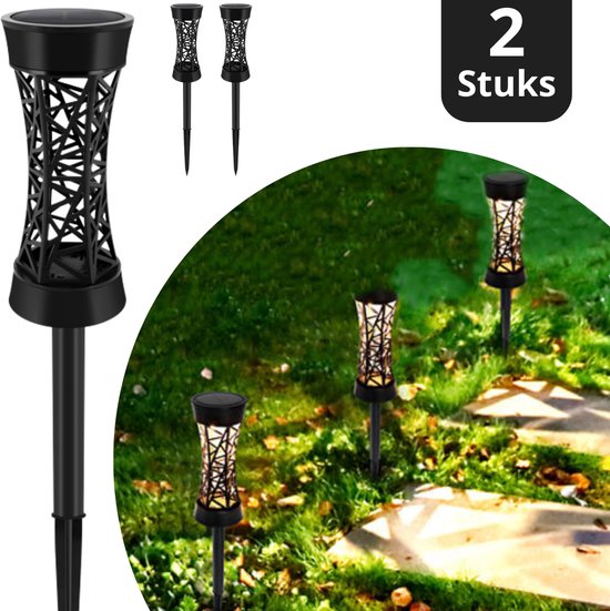 Esterno Solar Tuinverlichting op Zonne Energie - 2 Stuks - Waterbestendig - Buitenverlichting met Sensor - Tuinlantaarns - Sfeerverlichting - Buitenverlichting