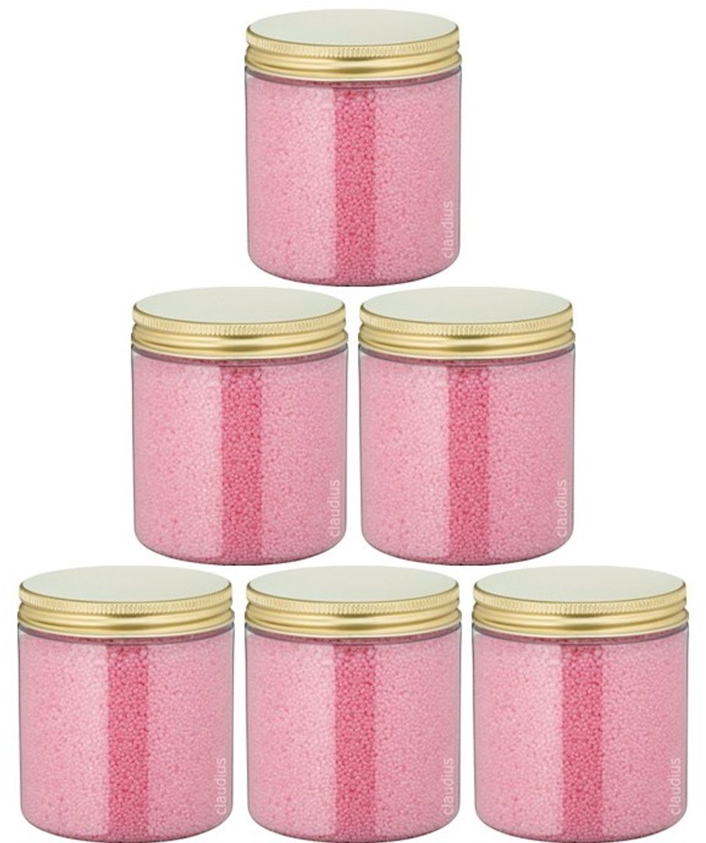 Badkaviaar Rozen - 200 gram - Pot met gouden deksel - set van 6 stuks - bad parels voor in bad