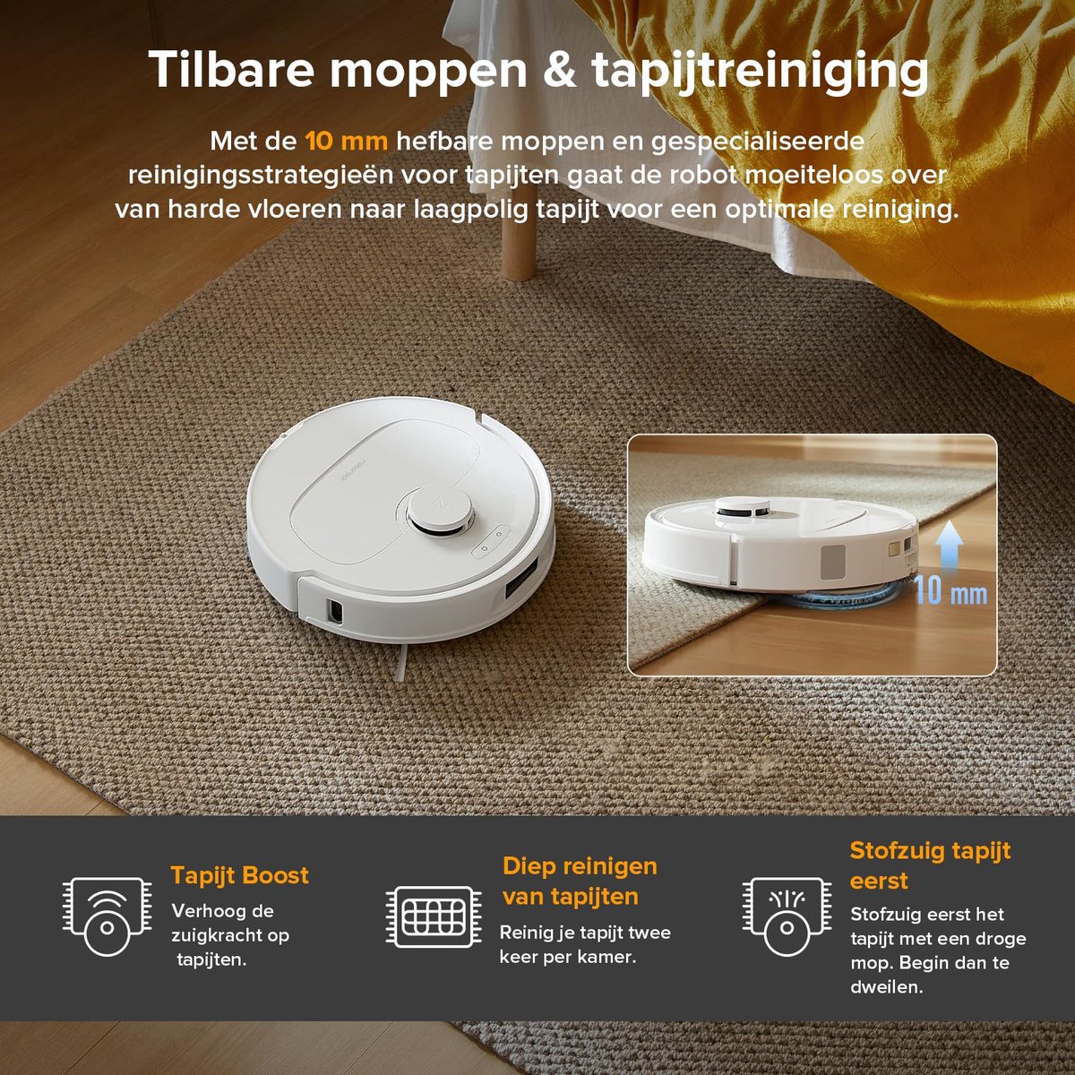 Roborock QV 35A Robotstofzuiger 8000Pa Wit met Dweilfunctie - afbeelding 3