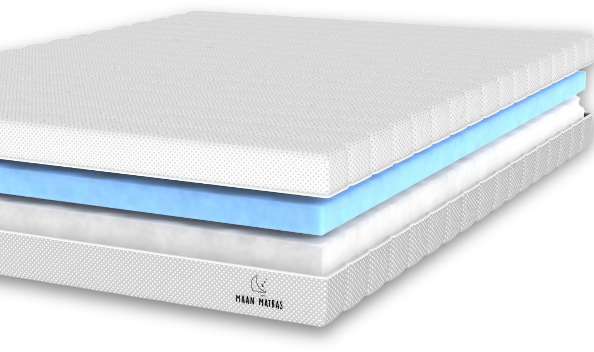 Maan matras ® - Matras 90x200 - Aanpasbaar - 24cm dik - Koudschuim & Hybrid- Afneembare tijk wasbaar - 90x200 cm