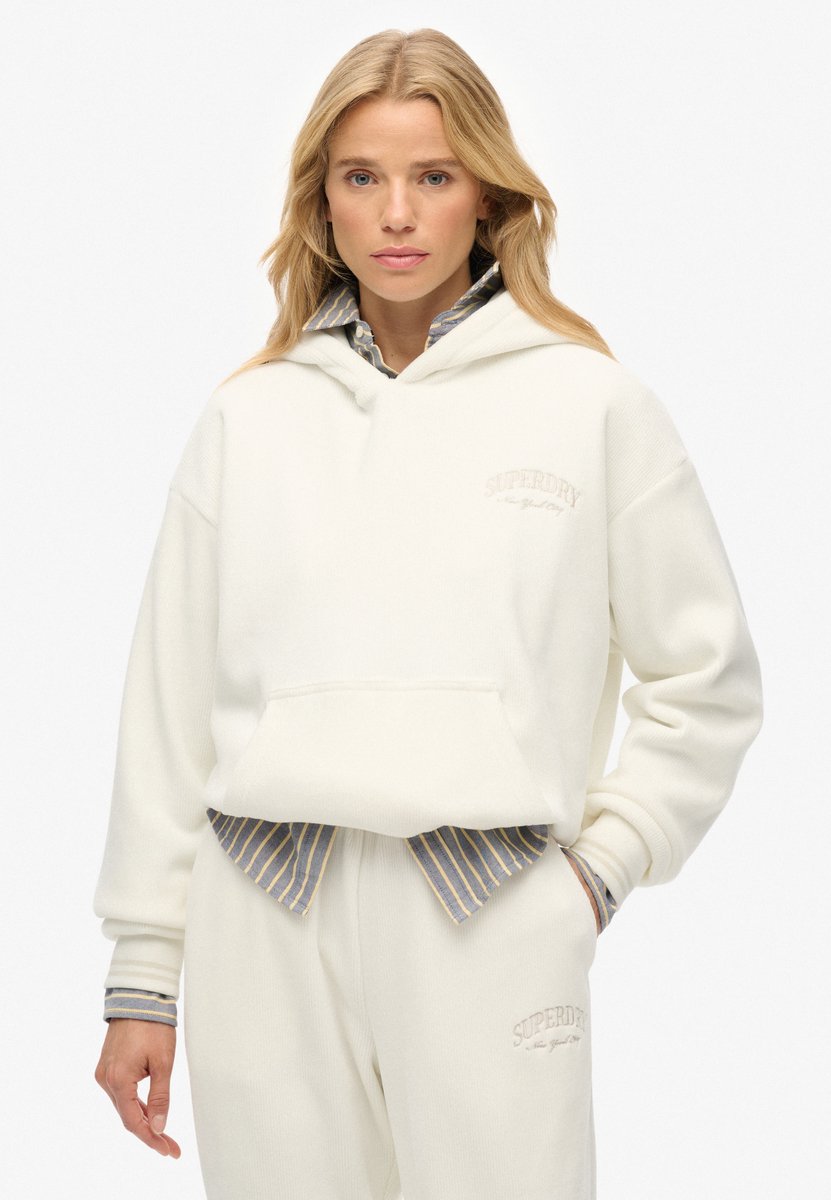 Superdry Country Club Velour Relaxed Hoodie Dames Hoodies Creme