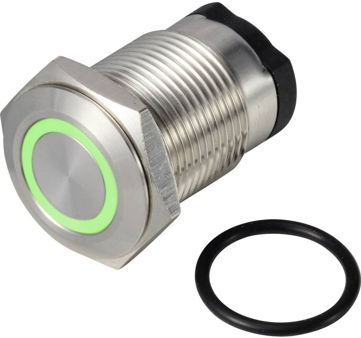 TRU COMPONENTS TC-13224148 ONPOW6316F-10E/Q/G/12V/S Druktoets 36 V DC/AC 2 A 1x uit/(aan) Moment Groen IP65 1 stuk(s)