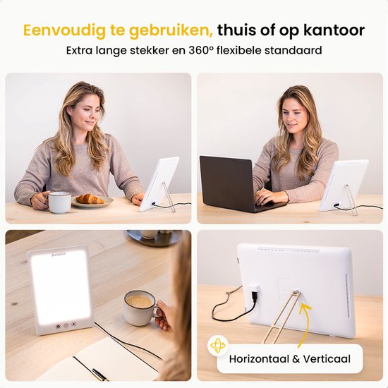 BrellaVio Daglichtlamp PRO - 12.000 Lux - Wit - Incl. Opberghoes - UV-vrije LED Lamp - Daglicht Lampen - Hobby Bureaulamp