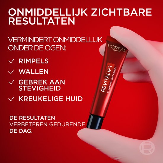 L'Oréal Paris Revitalift Laser Instant Eye Bag Eraser - met Gel-Naar-Tape-Technologie - Gladmakend en Straktrekkend effect - Vermindert Wallen - 15ml