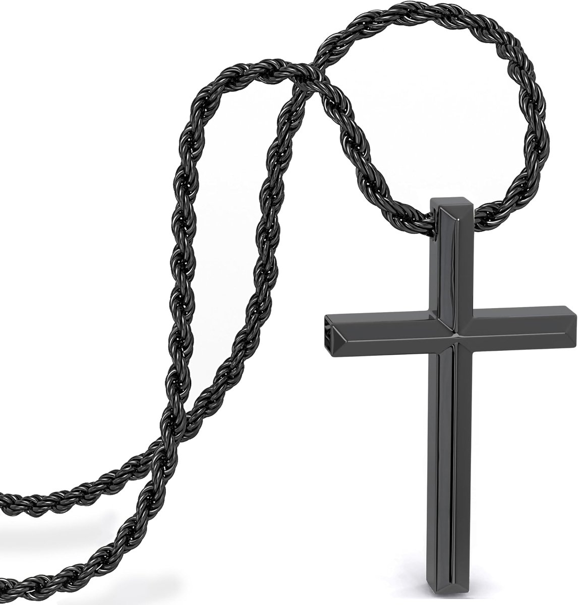 SERASAR Premium Ketting voor Heren [Divine] | Roestvrij staal 316L Chirurgisch staal | Waterdicht | Stevige ketting | Veilige sluiting | Zwart, 50 cm | Inclusief sieradendoosje