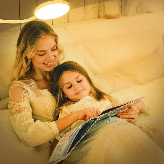 1 stuk - LED-nachtlampje voor bed - 3-kleuren draagbare klem-leeslampje - USB-aangedreven - kleine klem bureaulamp - voor slaapkamer, kantoor, studeerkamer - wit — afbeelding 4