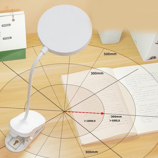 1 stuk - LED-nachtlampje voor bed - 3-kleuren draagbare klem-leeslampje - USB-aangedreven - kleine klem bureaulamp - voor slaapkamer, kantoor, studeerkamer - wit — afbeelding 5