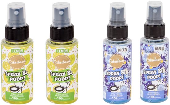 Fabulosa Spray & Poop geurneutralisator Geel & Blauw 4 x