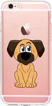 Apple Iphone 6 / 6S Siliconen cover hoesje - Transparant - Bruin hondje