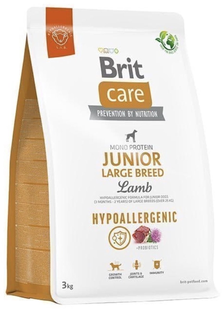 Brit Care - Hondenvoer - Junior - Grote Rassen vanaf 3 maanden - Lam - Rijst - Hypoallergeen - 3KG - 1ST