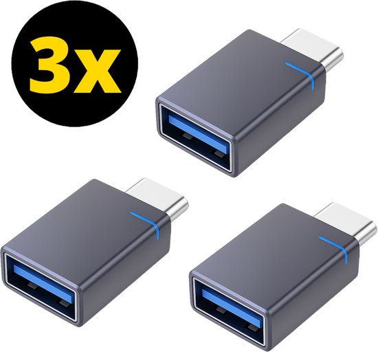 3x Adaptateur USB C vers USB A - Adaptateur USB C vers USB - Convertisseur USB C vers USB A - USB C vers USB A Femelle