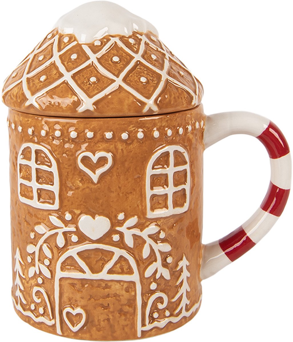 Clayre & Eef Mok Gingerbread house 450 ml Bruin Keramiek