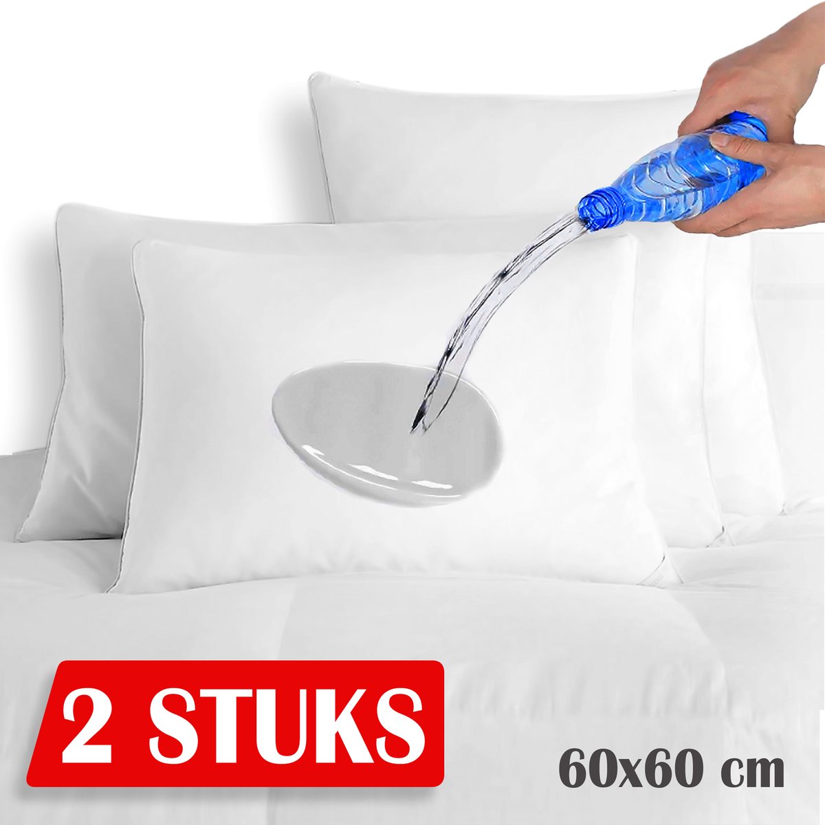 2x Waterdichte Kussenbeschermers - Met ritssluiting - Kussenbeschermer Waterproof Wit - 60x60 - Antibacteriëel Kussenbeschermer - Waterdichte Kussen Beschermer - Vocht beschermend - Met rits - Incontinentie Kussenbeschermer - Waterdichte kussensloop