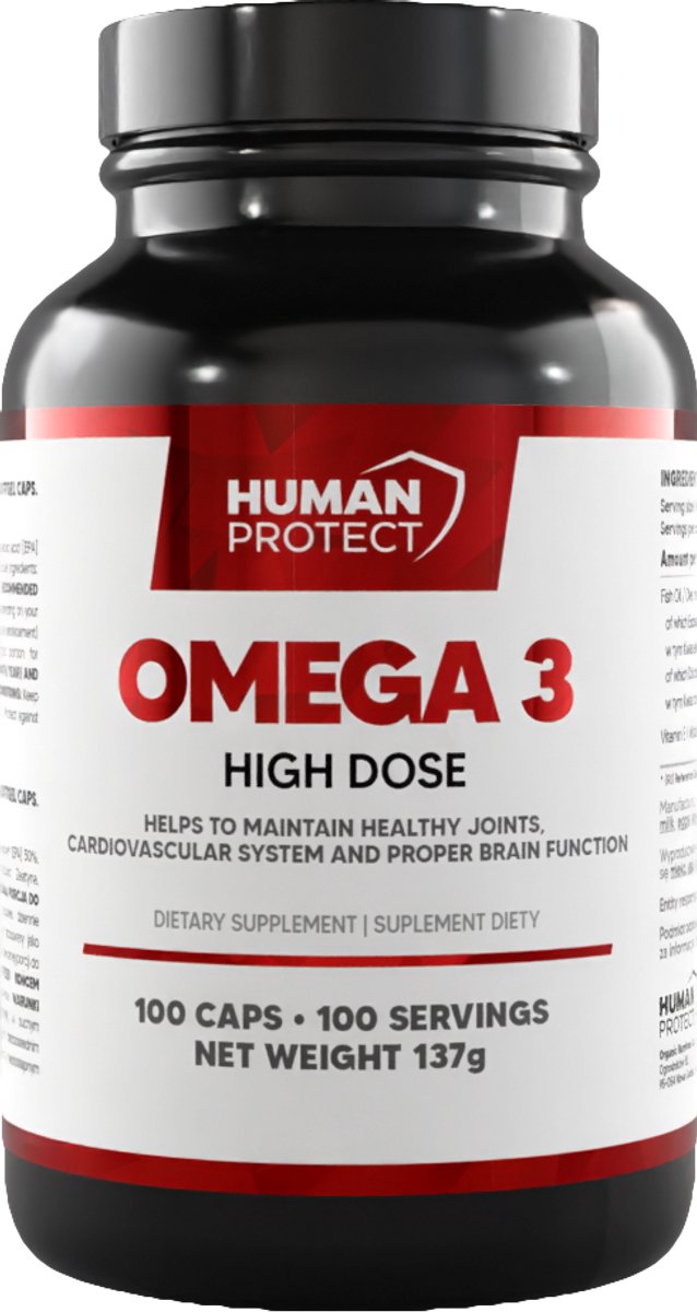 Human Protect - Omega 3 High Dose - 100 caps - 100 doseringen - Omega 3 - Visolie - EPA - DHA - Hoge Dosering