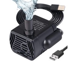 EXCITAT Dompelpomp - Aquariumpomp - 3W USB-pomp - voor vijvers, aquaria en fonteinen - Zwart