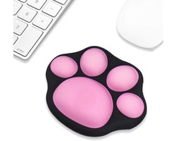 Schattige muis polssteun met kattenpootpatroon, comfortabel zacht polssteunkussen voor verlichting van handpijn met antislip rubberen basis voor thuis, kantoor, computer en laptop (zwart)