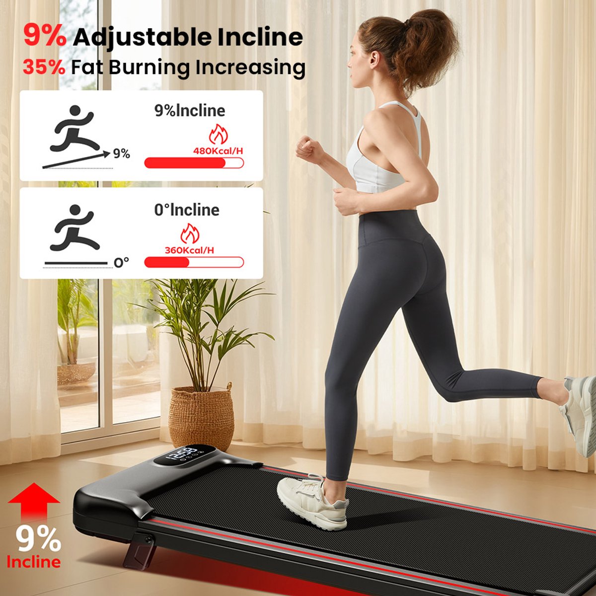 Afbeelding 2 van ROBORE S17 Loopband met looppad, 8 km/u, hellingshoek 9%, met drievoudige demping en 2,5 pk stille motor, maximale belasting 136 kg