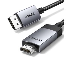 UGREEN 4K@60Hz DisplayPort naar HDMI-Kabel DP naar HDMI-Kabel Unidirectionele DP 1.2 naar HDMI 2.0-Kabel HDR DP naar HDMI-Adapter voor Meerdere Schermen, Compatibel met Monitor, Projector, Dell (1M)