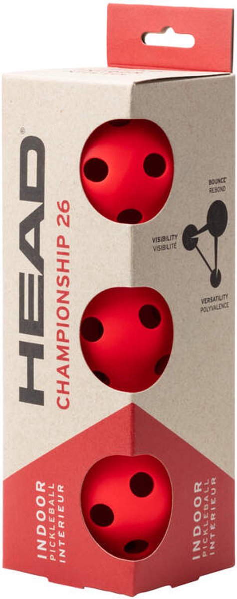 Head Racket Championship 26 Pickleballballen 3 Balls Rood