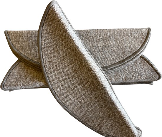 casa pura 1 stukx traptreden matten, trapmat binnen voor trap, Dynasty Velours traptapijt zelfklevend, tapijt voor traptreden (halfrond, zilvergrijs