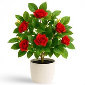 Boncy® Premium Kunstplant in pot - 25 cm Rozenstruik Rosa - Kunst plant - Nep planten voor Binnen en Buiten - Kamer Decoratie - Nepplanten Kunstplanten Boompje - Kunstbloemen