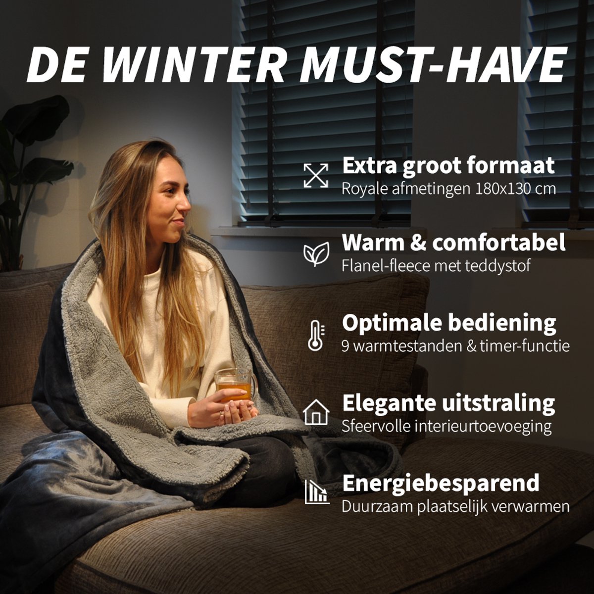 Afbeelding 2 van FlowMotion Elektrische Warmtedeken 180x130cm -