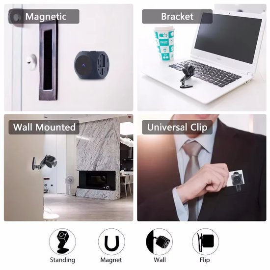 Mini Bodycamera 1080P HD - Draagbare Spycam met Nachtzicht, Bewegingsdetectie & Groothoeklens - Magnetische Beveiligingscamera met Loop Opname - Espiacamera voor Thuis, Auto of Kleding van Sprotek — afbeelding 2
