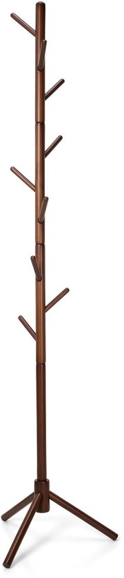 Porte-manteau Trendy Meije - Porte-manteau sur pied - Porte-manteau en bois - Porte-manteau sur pied - Porte-manteau pour armoire - 9 Crochet - 180 cm - Marron
