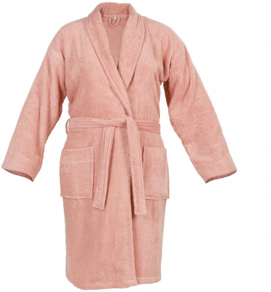 DoubleLife Badjas - 100% Katoen, waarvan 50% Gerecyclede Katoen - GRS Gecertificeerd - Maat M - Powder Pink