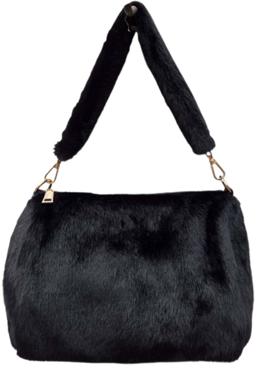 Fluffy schoudertas - crossbodytas - Zwart