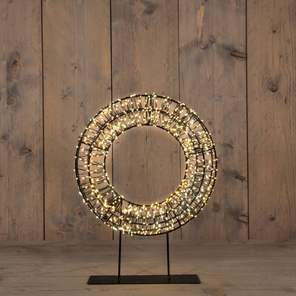 Anna's Collection Verlichte krans/decoratie ring - metaal - warm wit licht - D28 cm - 800 micro led lampjes - kerstverlichting kerstkrans – foto 3