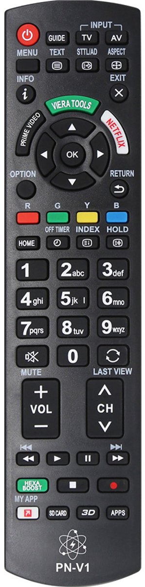 Slimtron Universele Panasonic Afstandsbediening – Geschikt voor alle Panasonic Smart TV’s & LC - LED TVs – Model PN-V1