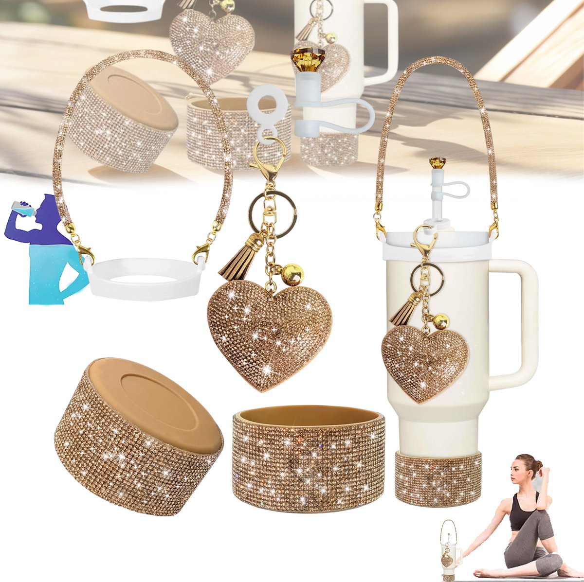 Vitdipy - Cup Accessoires Set - 4-Delige - Straw Lids - Anti Lek - Exclusief Cup - Bruin