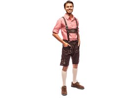 Samex® Lederhosen Man - Lederhose - Oktoberfest Heren - Carnavalskleding - Verkleedkleren mannen - Bruin - Maat M