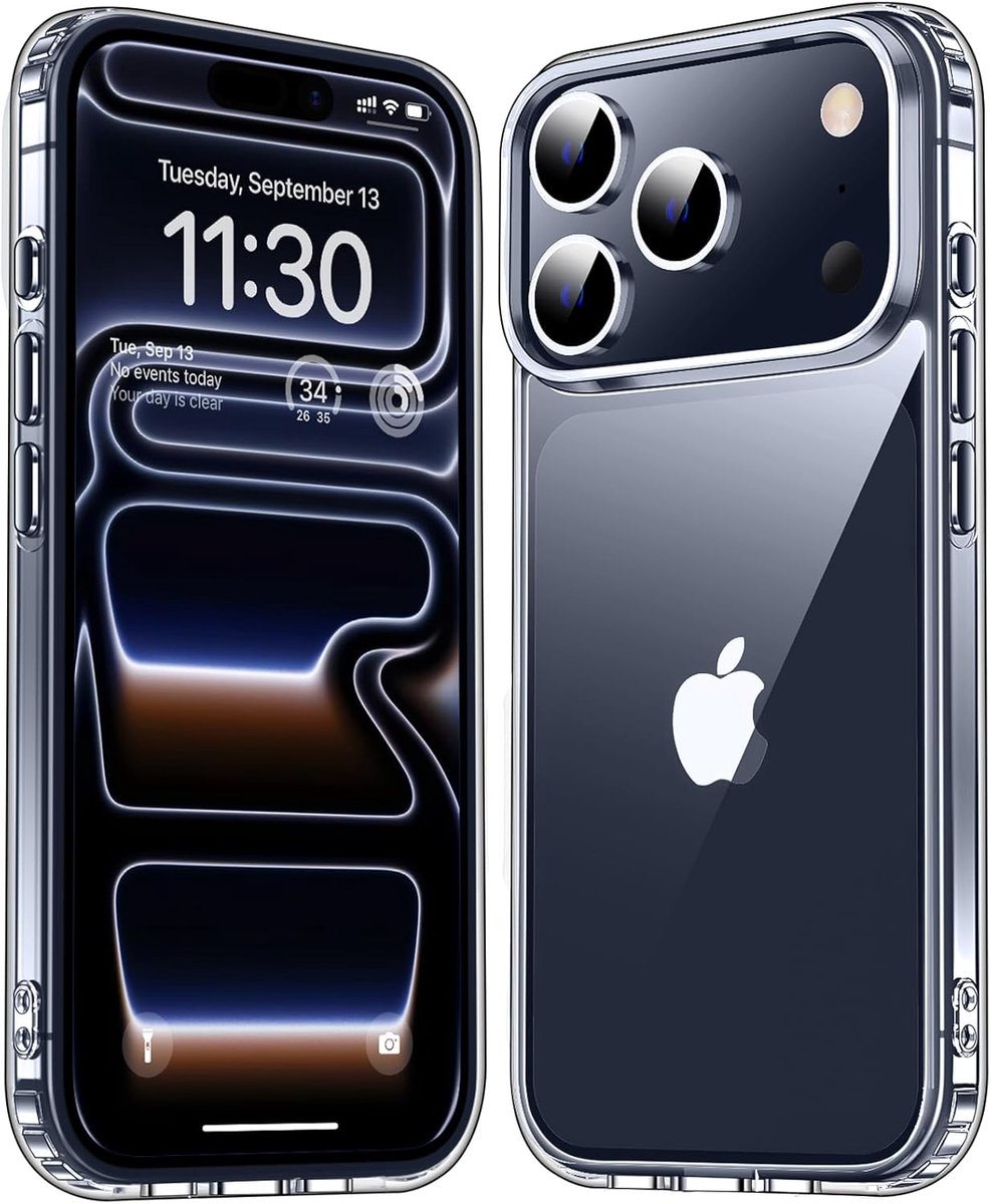 Hoesje geschikt voor iPhone 17 Pro Max Transparant - Doorzichtig hoesje geschikt voor iPhone 17 Pro Max - Geschikt voor iPhone 17 Pro Max Hoesje Transparant - Extra verhoogd Camera Rand - Doorzichtig