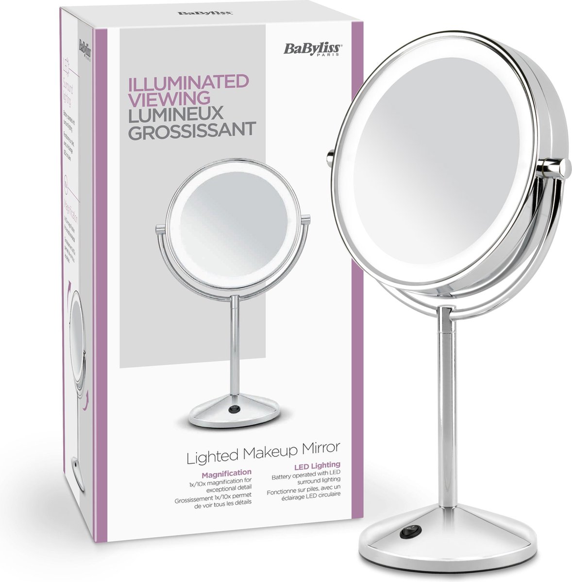 Miroir de maquillage avec lumière LED,miroir grossissant 4.2 10X