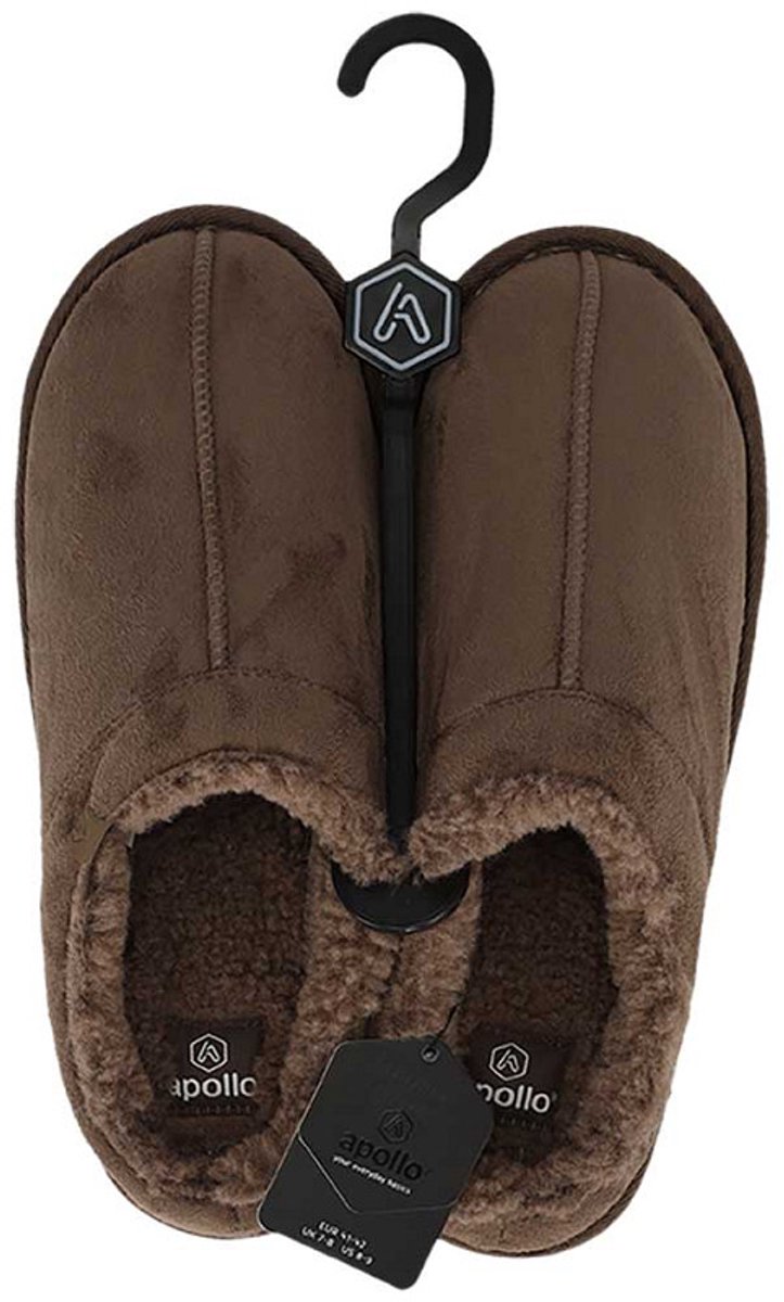 Apollo heren huis slipper taupe gevoerd instap