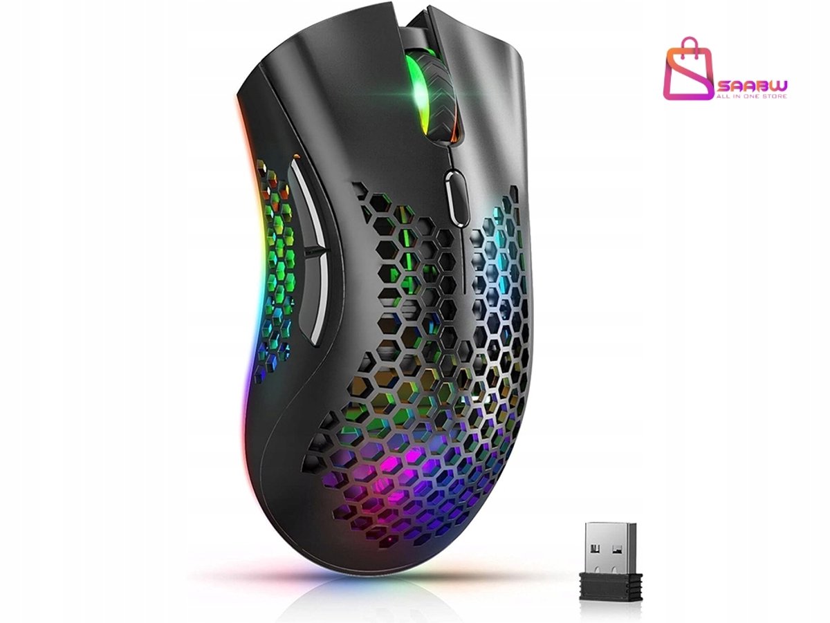 2.4GHz Draadloze Laptop / Gaming Muis – RGB Verlichting – 800/1200/1600 DPI – Zwart – muis draadloos – game muis – 76256