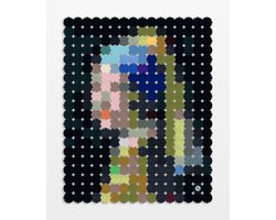 DotDotDo® — Meisje met de parel — Johannes Vermeer — 97 × 121 cm — Wanddecoratie — Akoestiek verbeteren — Geluidsabsorptie — Akoestisch paneel — Kleurrijk kunstwerk — Geluidsdempende panelen — Design muurdecoratie — Akoestische kunst — Interieur