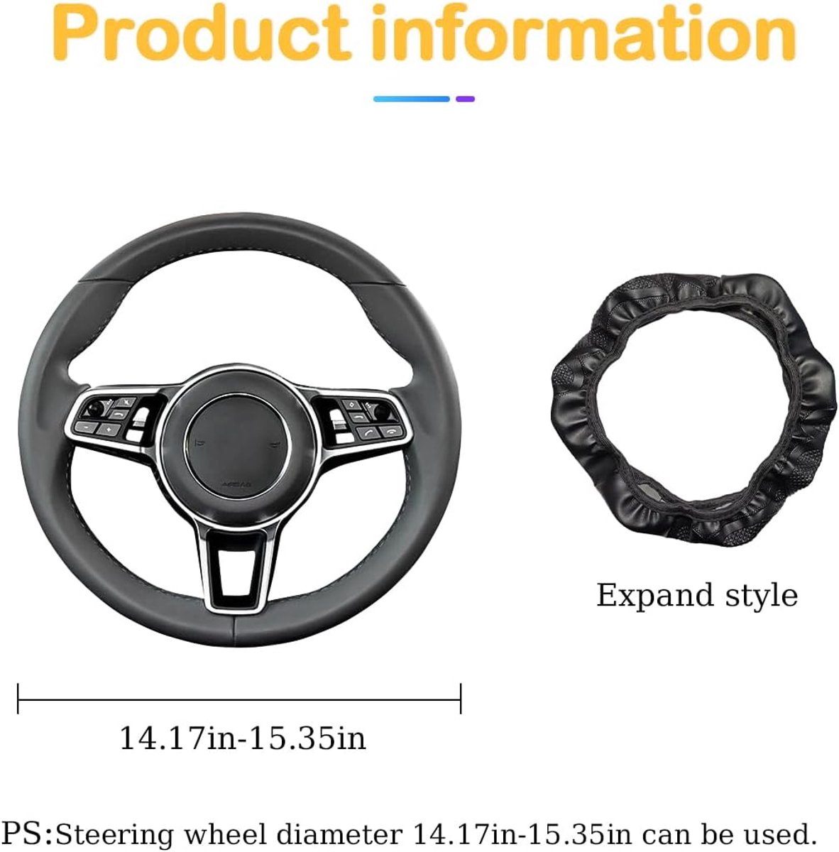 Stuurhoes voor auto, 15 inch stuurhoes van koolstofvezel, microvezel en PU-leer, elastisch voor mannen en vrouwen, antislip, ademende auto-interieuraccessoires voor de meeste auto's (blauw) – foto 7