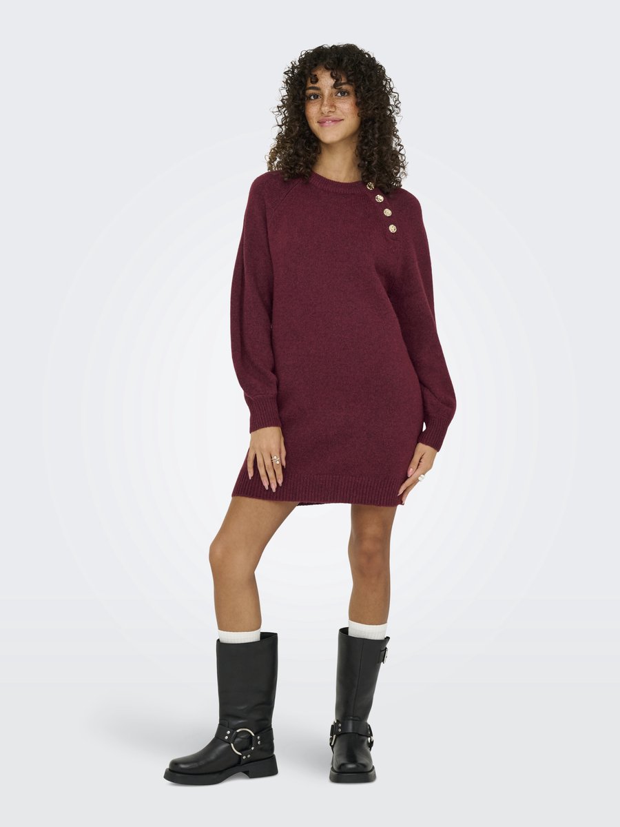 ONLY - ONLEMMA LIFE LS BUTTON ONEC DRESS CC KNT - Dames - Mini jurken