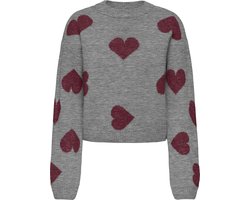 Only Trui Onlhappie Ls Pullover Knt 15359168 Medium Grey Mel/zinfandel Dames Maat - M