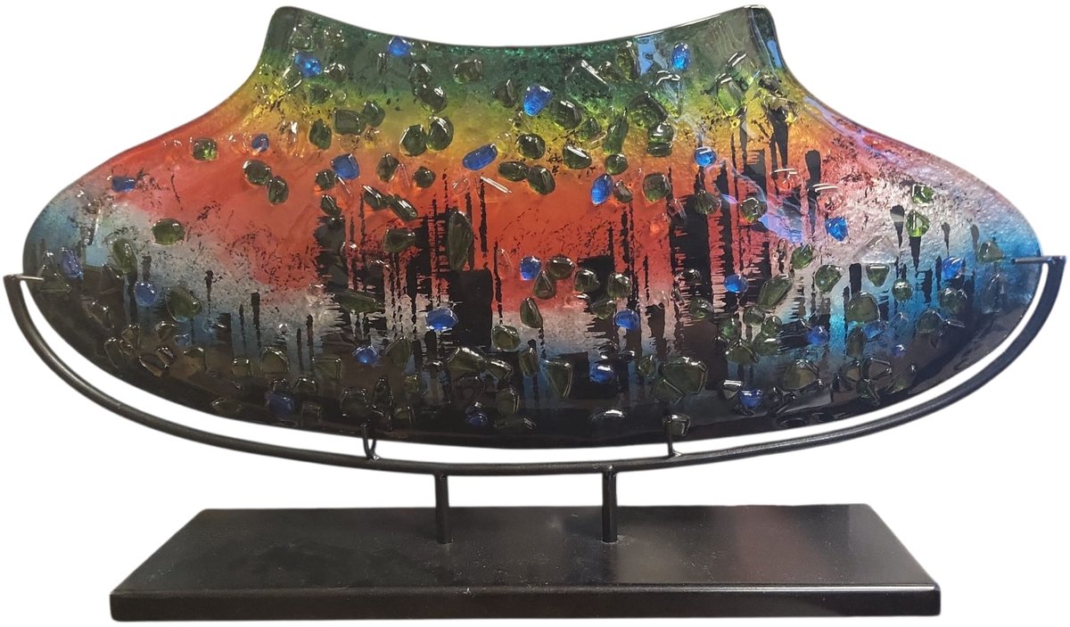 Decoratie vaas - Full color - Glaskunst - Lang - 52x10x27 cm