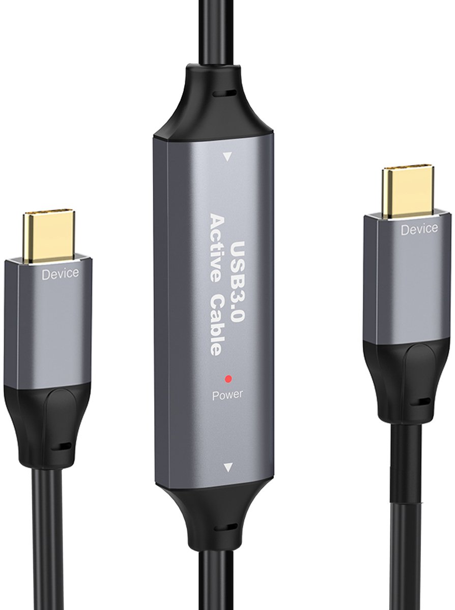 NÖRDIC USB C naar USB C kabel - 15 meter - USB 3.0 - 5Gbps - Geschikt voor Laptop, docking station, SSD & Camera