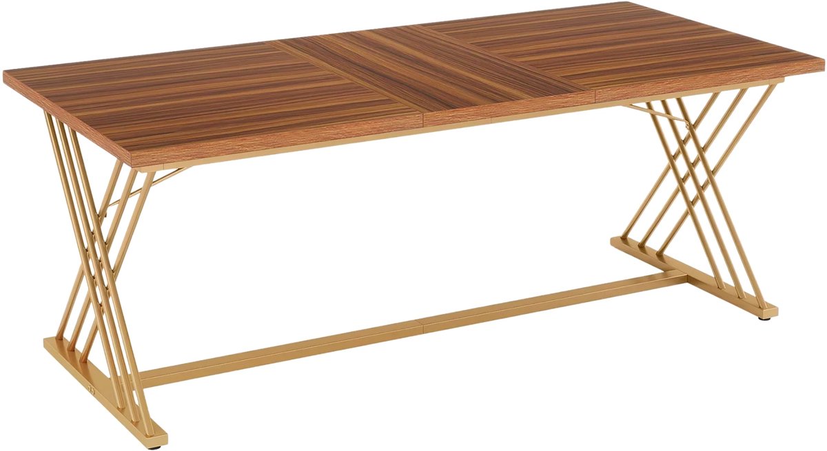 Happiq Eettafel Luvi - Ronde Eettafel - 160cm - Voor 4 - 6 Personen - Voor Keuken en Eetkamer Bruin