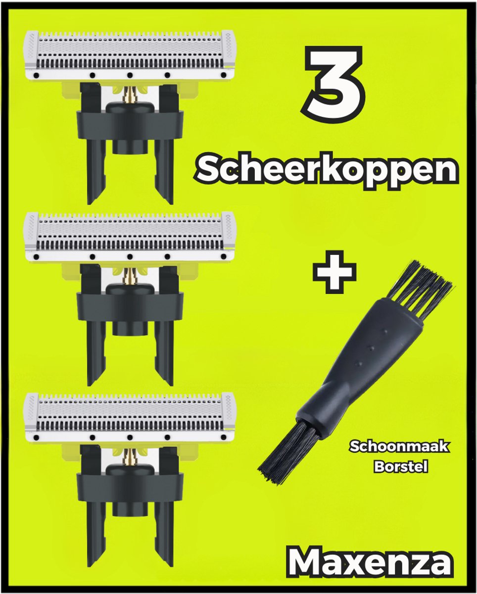 Maxenza Vervangmesjes Geschikt voor Philips OneBlade - Geschikt voor one blade philips vervangmesjes - One Blade - One blade mesjes - Inclusief Reinigingsborsteltje - QP2520/QP2530/QP2620/QP2630/QP2724/QP2834 - 3 Mesjes