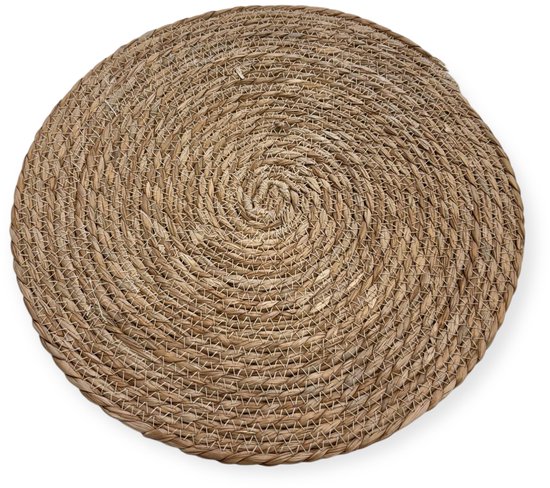 Présent – ​​Set de 6 Napperons Ronds – Jonc de Mer / Roseau / Rotin – Décoration de Table Naturelle 38 cm