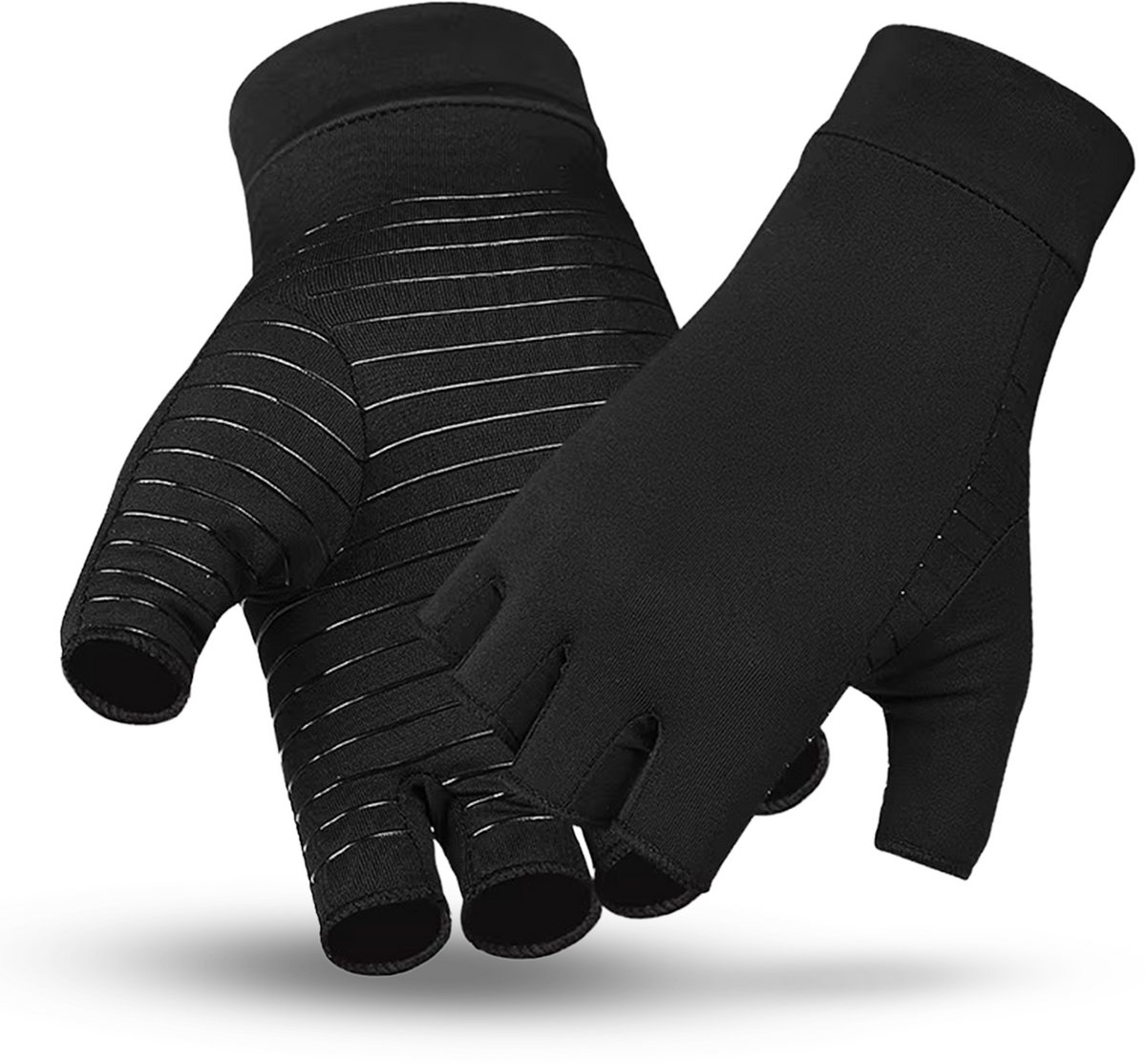 Medure Compressie Handschoenen Zonder Vingertoppen - Maat S - Reuma - Dames En Heren Hulpmiddelen - Artrose - Artritis - Rsi - Warmte - Therapeutische Binnenhandschoenen - Winterhanden - Zwart