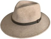 Wilde Fedora Vilten Hoed Dames Heren 100% Wolvilt Herfst-Winter House of Ord Cape Town - Maat: L-XL: 61 cm - Mixed Camel