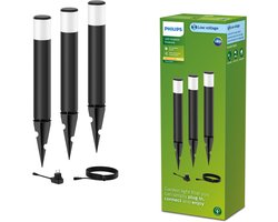 Philips GardenLink Purex 24V sokkellamp met spies - zwart - set van 3